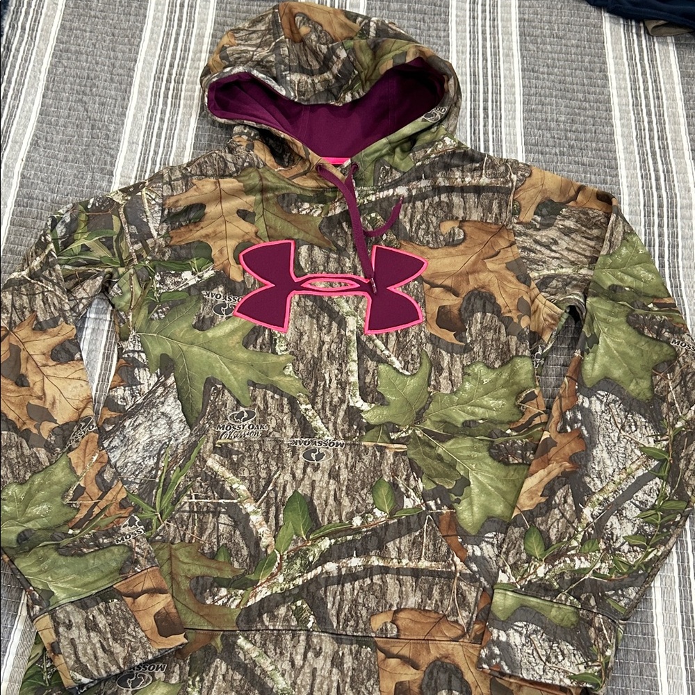 Under Armour Woodland Camo Hoodie with Pink Accent